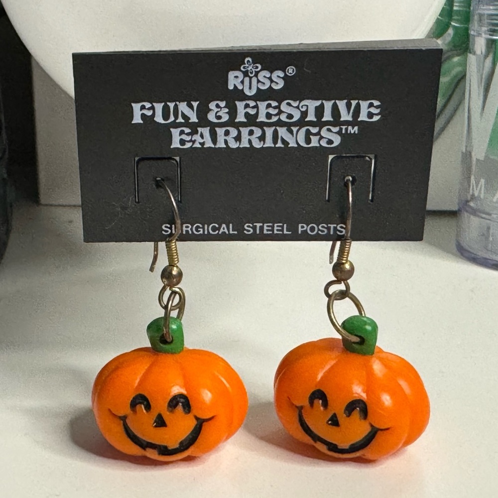 Vintage Russ Fun & Festive Earrings Jack O’Lantern Earrings Russ Berrie